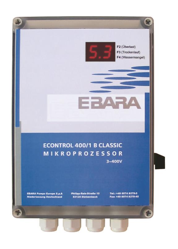 Pump Control Panel EBARA ECONTROL CLASSIC 230V Gemgate Limited